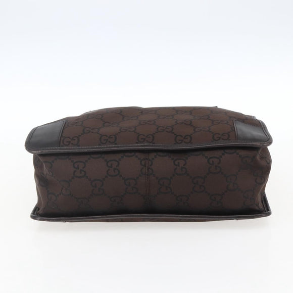 GUCCI GG Canvas Tote Bag Nylon outlet Dark Brown Silver 143742 Auth am10768