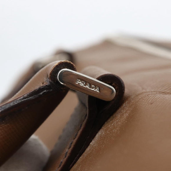 PRADA Boston Bag Safiano leather Brown Silver Auth am10770V
