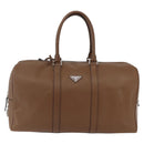 PRADA Boston Bag Safiano leather Brown Silver Auth am10770V-13