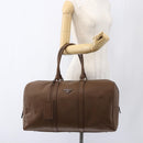 PRADA Boston Bag Safiano leather Brown Silver Auth am10770V-26