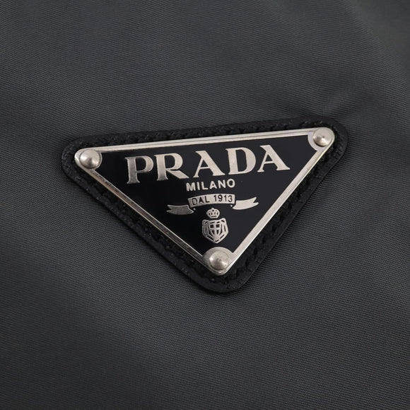 PRADA Boston Bag Nylon Gray Silver Auth am10771