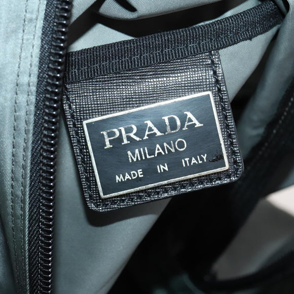 PRADA Boston Bag Nylon Gray Silver Auth am10771