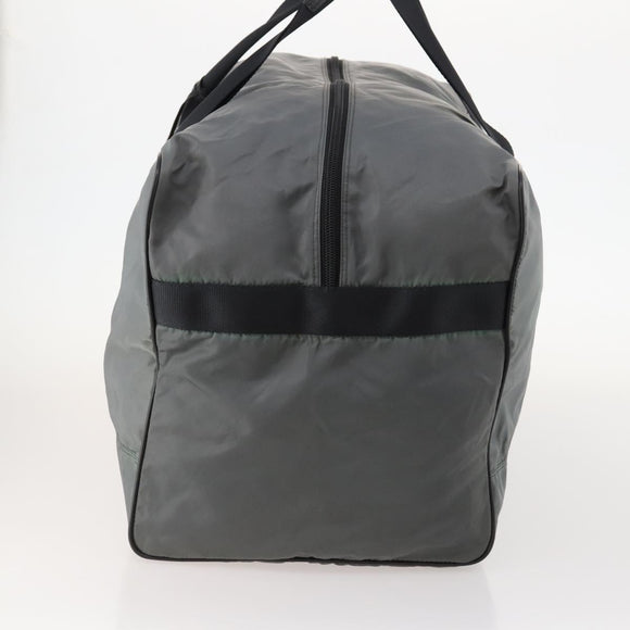 PRADA Boston Bag Nylon Gray Silver Auth am10771
