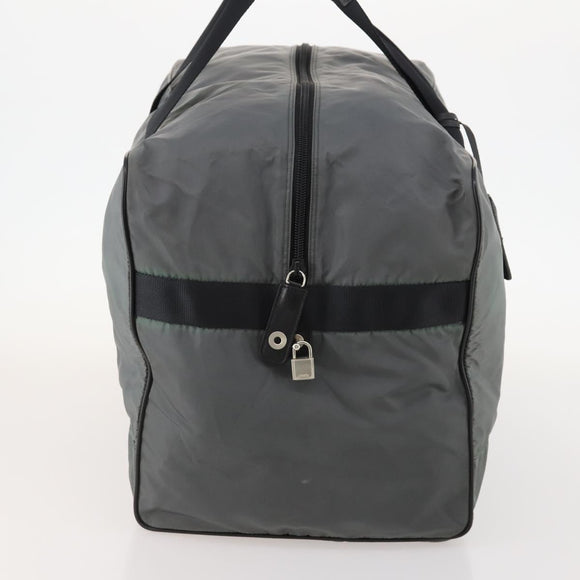 PRADA Boston Bag Nylon Gray Silver Auth am10771