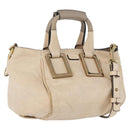 Chloe Etel Hand Bag Leather 2way Beige Gold Auth am10775-1