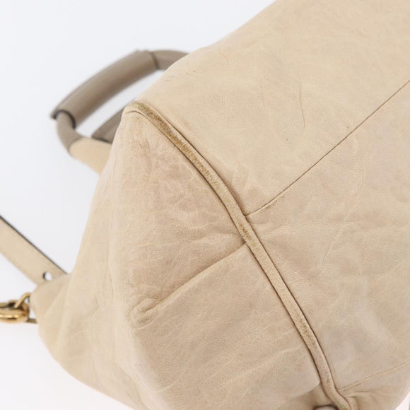 Chloe Etel Hand Bag Leather 2way Beige Gold Auth am10775