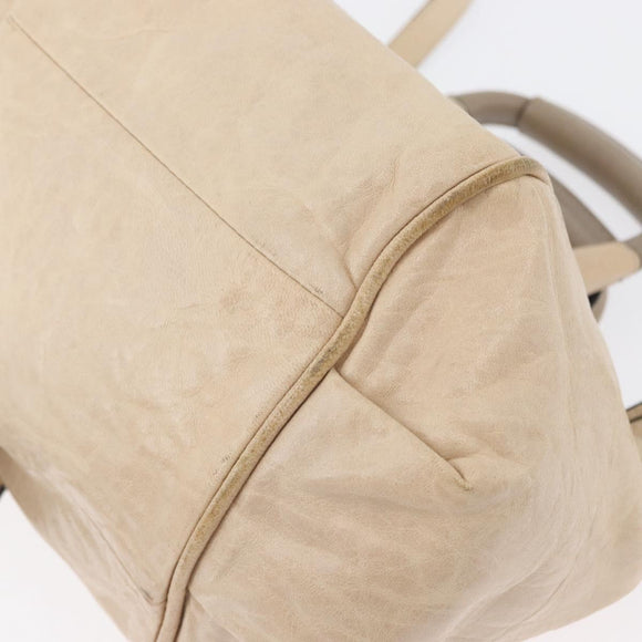 Chloe Etel Hand Bag Leather 2way Beige Gold Auth am10775