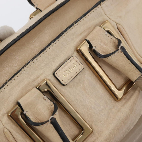 Chloe Etel Hand Bag Leather 2way Beige Gold Auth am10775