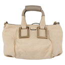 Chloe Etel Hand Bag Leather 2way Beige Gold Auth am10775-2