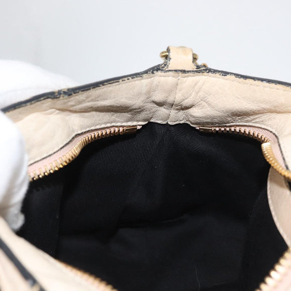 Chloe Etel Hand Bag Leather 2way Beige Gold Auth am10775