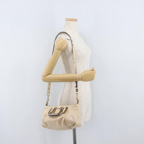 Chloe Etel Hand Bag Leather 2way Beige Gold Auth am10775