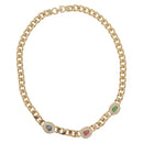 Christian Dior Color stone rhinestone Necklace metal 2 Set Gold Auth am10776V-2