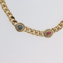 Christian Dior Color stone rhinestone Necklace metal 2 Set Gold Auth am10776V-3