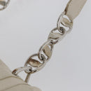 Salvatore Ferragamo One Belt Hand Bag Leather White Silver Auth am10782-9