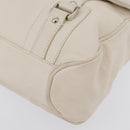 Salvatore Ferragamo One Belt Hand Bag Leather White Silver Auth am10782-16