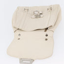 Salvatore Ferragamo One Belt Hand Bag Leather White Silver Auth am10782-20