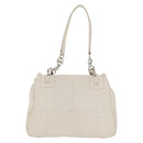Salvatore Ferragamo One Belt Hand Bag Leather White Silver Auth am10782-2