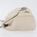 Salvatore Ferragamo One Belt Hand Bag Leather White Silver Auth am10782-5