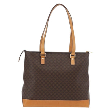 CELINE Macadam Canvas Tote Bag PVC Leather Brown Gold Auth am10783V - 0