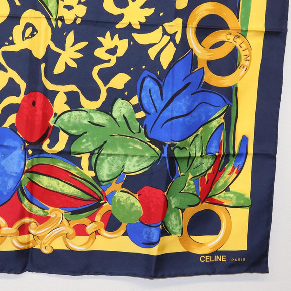 CELINE Scarf Silk Navy Auth am10790V