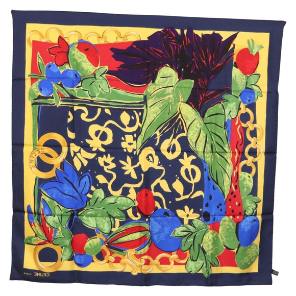 CELINE Scarf Silk Navy Auth am10790V