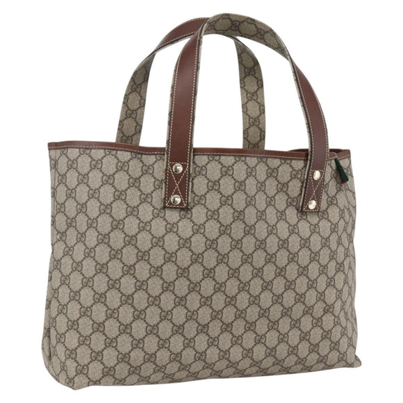 GUCCI GG Supreme Web Sherry Line Tote Bag PVC Beige Gold 211134 Auth am10791V