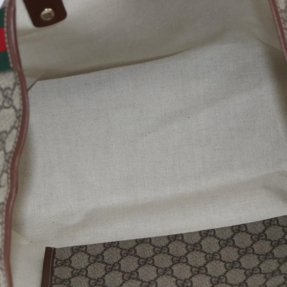 GUCCI GG Supreme Web Sherry Line Tote Bag PVC Beige Gold 211134 Auth am10791V