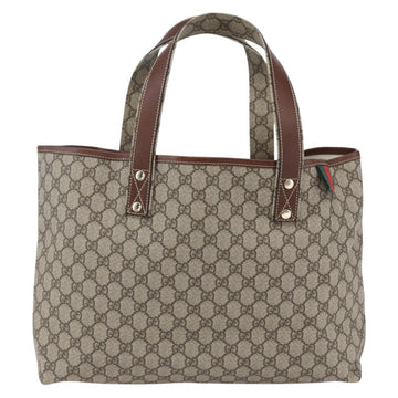 GUCCI GG Supreme Web Sherry Line Tote Bag PVC Beige Gold 211134 Auth am10791V - 0