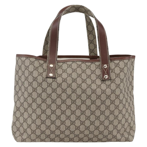 GUCCI GG Supreme Web Sherry Line Tote Bag PVC Beige Gold 211134 Auth am10791V