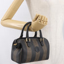 FENDI Pecan Canvas Mini Hand Bag PVC Brown Black Auth am10793V-20