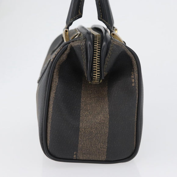 FENDI Pecan Canvas Mini Hand Bag PVC Brown Black Auth am10793V
