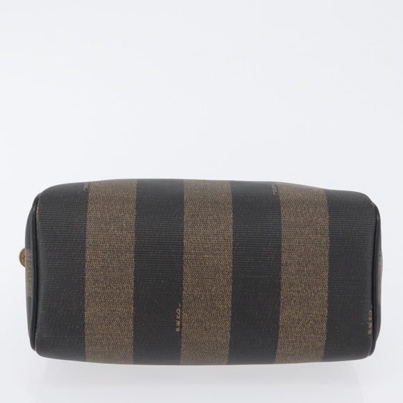 FENDI Pecan Canvas Mini Hand Bag PVC Brown Black Auth am10793V