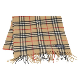 Burberrys Nova Check Scarf Wool Beige Auth am10794