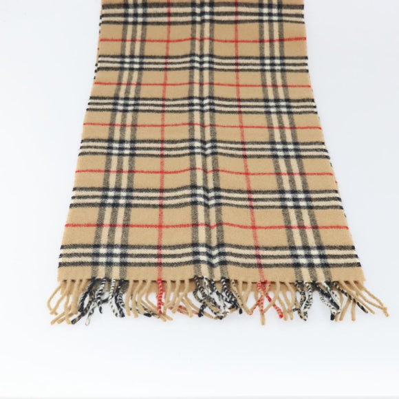 Burberrys Nova Check Scarf Wool Beige Auth am10794
