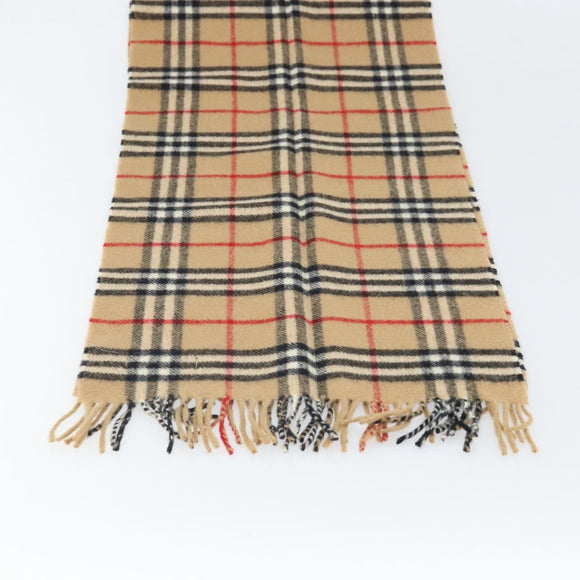 Burberrys Nova Check Scarf Wool Beige Auth am10794
