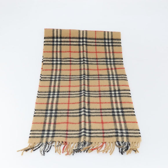 Burberrys Nova Check Scarf Wool Beige Auth am10794