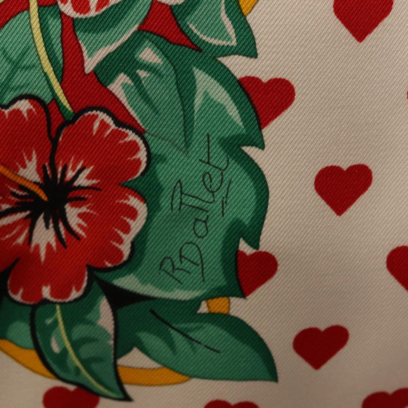 HERMES Carre 90 Scarf ""JUNGLE LOVE"" Silk White Auth am10795SAM