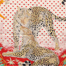 HERMES Carre 90 Scarf ""JUNGLE LOVE"" Silk White Auth am10795SAM-20
