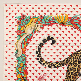HERMES Carre 90 Scarf ""JUNGLE LOVE"" Silk White Auth am10795SAM - 0