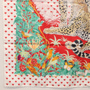 HERMES Carre 90 Scarf ""JUNGLE LOVE"" Silk White Auth am10795SAM-22