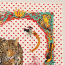 HERMES Carre 90 Scarf ""JUNGLE LOVE"" Silk White Auth am10795SAM-4