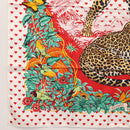 HERMES Carre 90 Scarf ""JUNGLE LOVE"" Silk White Auth am10795SAM-8