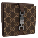 GUCCI GG Canvas Jackie Wallet Brown Silver 035 2773 2131 Auth am10798V-1