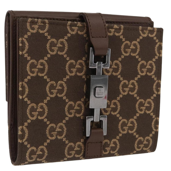 GUCCI GG Canvas Jackie Wallet Brown Silver 035 2773 2131 Auth am10798V