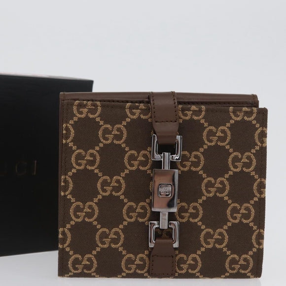 GUCCI GG Canvas Jackie Wallet Brown Silver 035 2773 2131 Auth am10798V