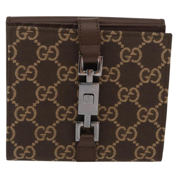 GUCCI GG Canvas Jackie Wallet Brown Silver 035 2773 2131 Auth am10798V