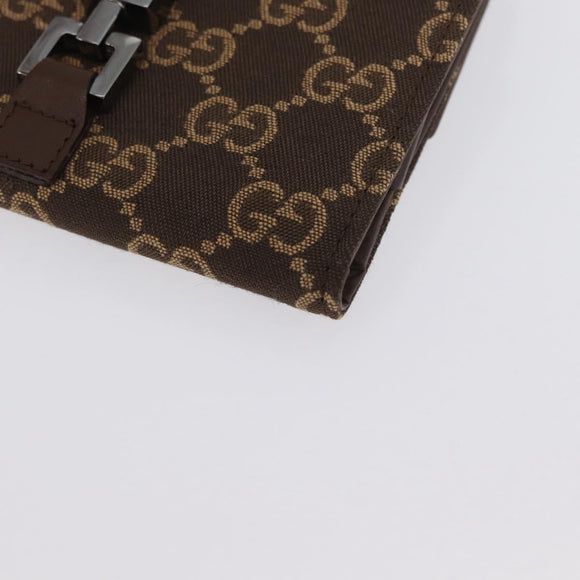 GUCCI GG Canvas Jackie Wallet Brown Silver 035 2773 2131 Auth am10798V