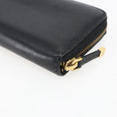 Christian Dior Round Long Wallet Leather Black Gold Auth am10801-10