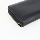 Christian Dior Round Long Wallet Leather Black Gold Auth am10801-11