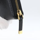 Christian Dior Round Long Wallet Leather Black Gold Auth am10801-12